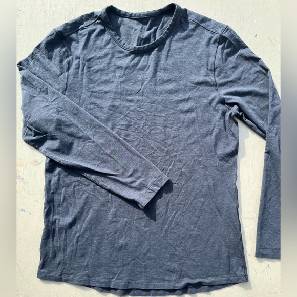 Men's Lululemon T-Shirt Gray Blue Solid NO TAGS Long Sleeve Gym Run Gorpcore - Picture 4 of 13